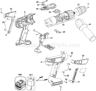 Page A Diagram and Parts List for FSX1800HD  Black and Decker Hammer Drill